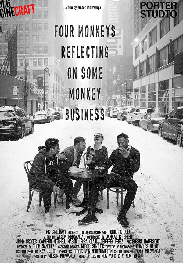 Постер Four Monkeys Reflecting on Some Monkey Business